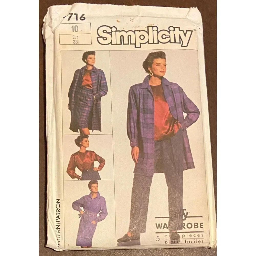#7716 Simplicity Misses Top Skirt Pants and Loose Fitting Unlined Coat Sewing Pa
